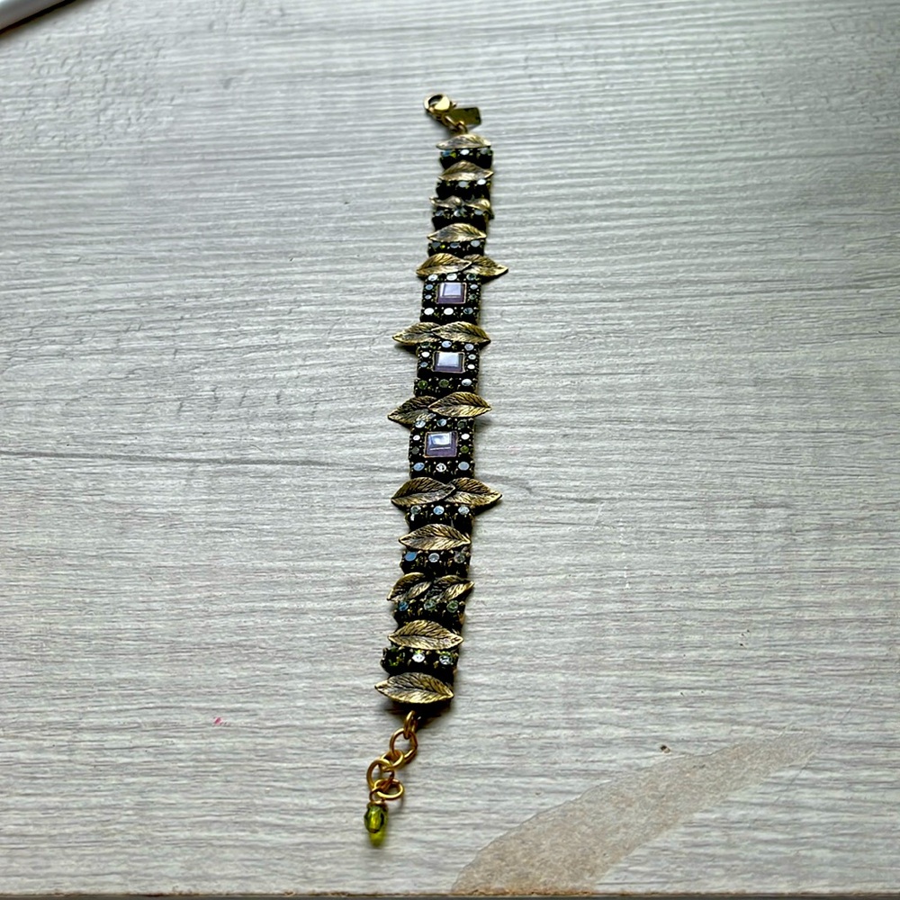 Art Deco Mary Demarco handmade purple and green marcasite bracelet.